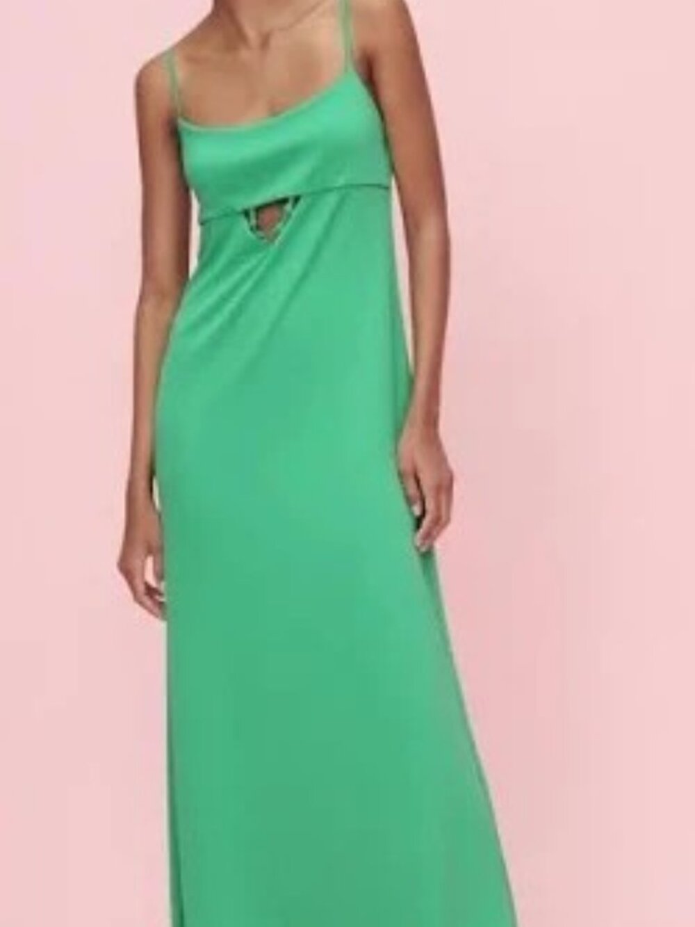 NWT Zara green cutout slip maxi dress, size small
